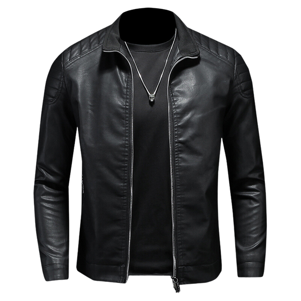 Chaqueta de cuero lisa para hombre