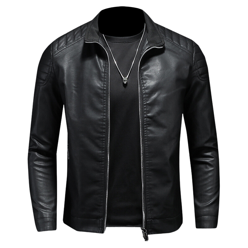 Chaqueta de cuero lisa para hombre