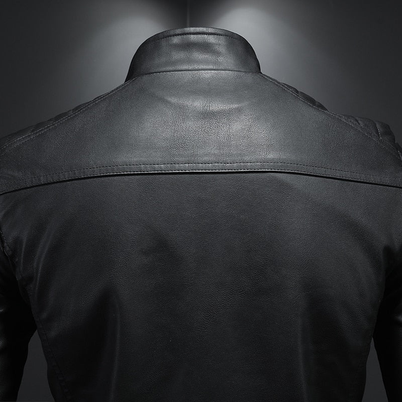 Chaqueta de cuero lisa para hombre