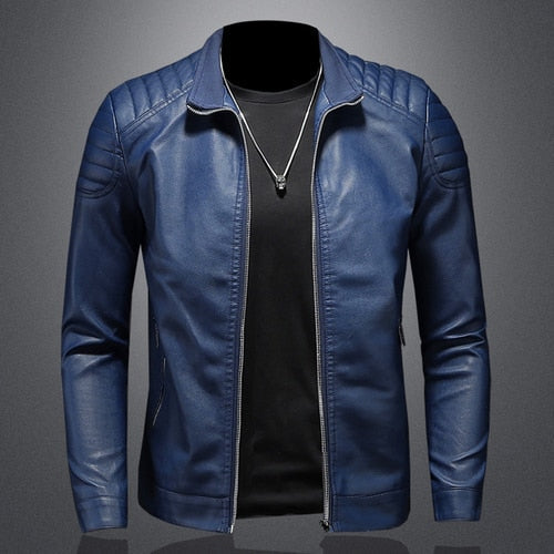 Chaqueta de cuero lisa para hombre
