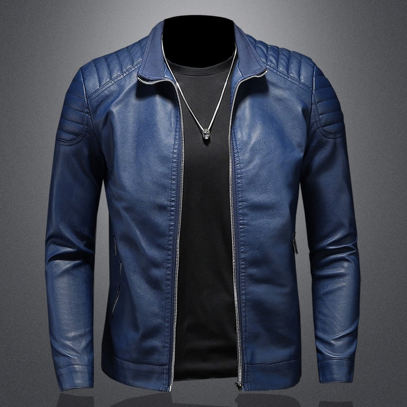 Chaqueta de cuero lisa para hombre
