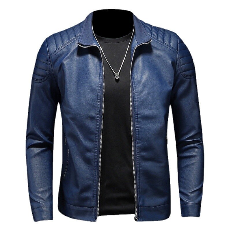 Chaqueta de cuero lisa para hombre