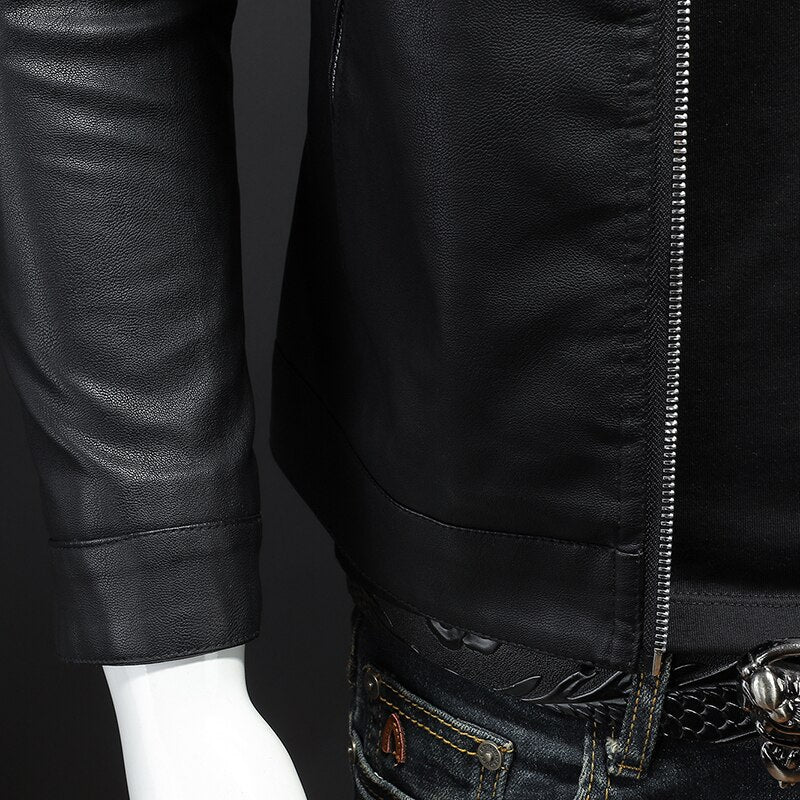 Chaqueta de cuero lisa para hombre